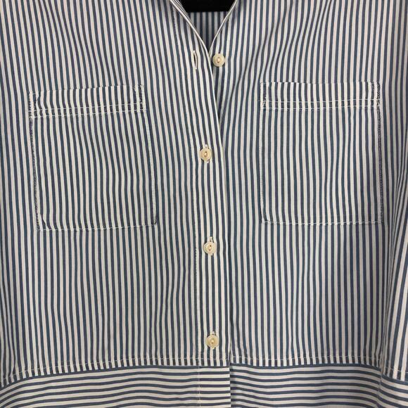 Madewell play courier blue white striped short sleeve button down boxy shirt XXS - Picture 3 of 7